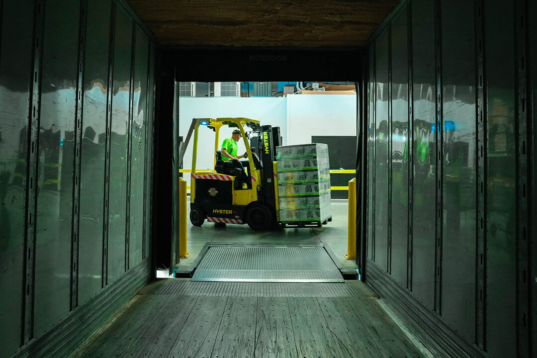 worker operating a forklift