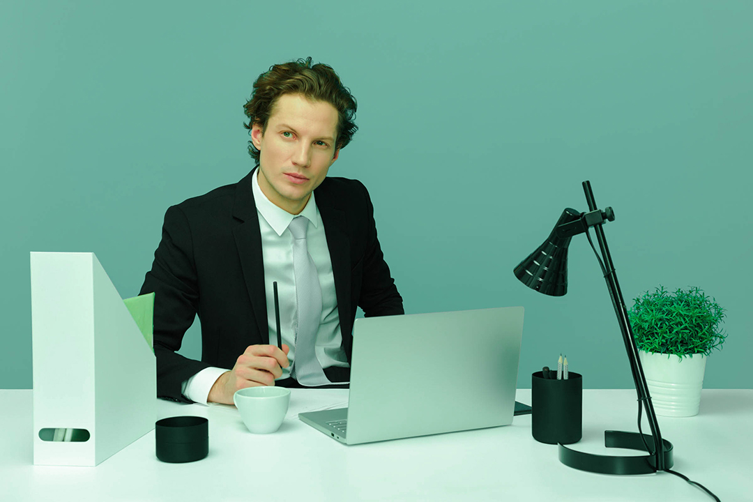 businessman thinking on office desk