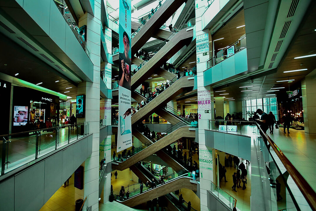 photo of mall interior showing different levels