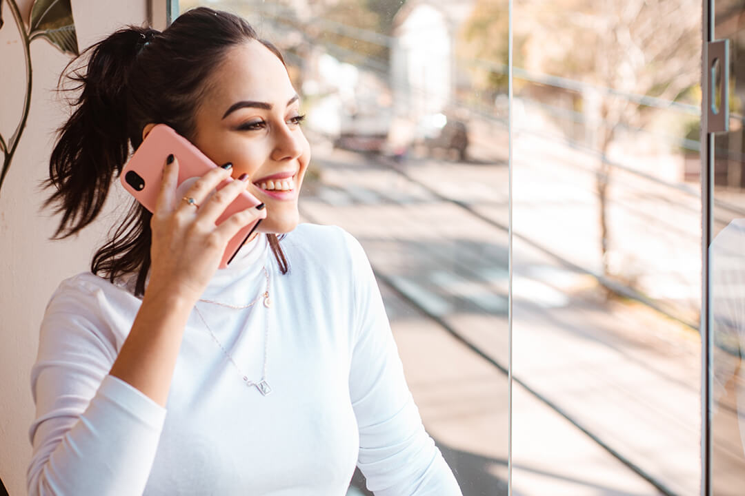 female client on phone